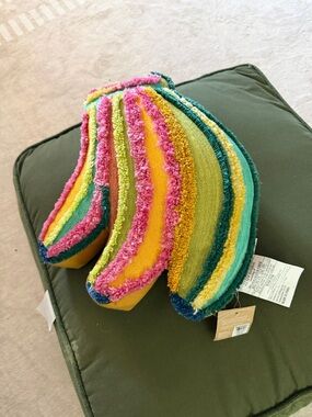 World market Colorful Striped Banana Pillow - Multicolor Home Accents BNWT